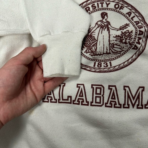 NCAA University of Alabama 80s Vintage White College Crewneck - Picture 7 of 7